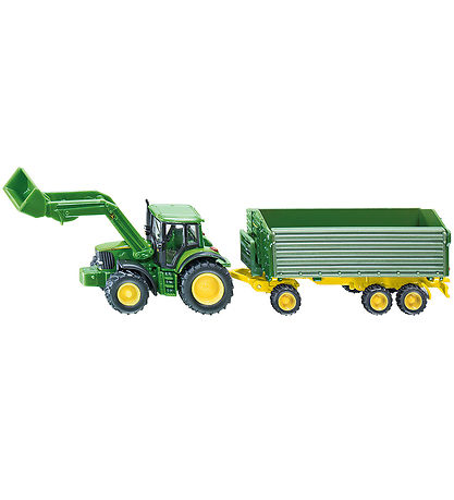 Siku Tractor w. Trailer - 1:87 - John Deere With Front Loader A Siku Tractor w. Trailer - 1:87 - John Deere With Front Loader A