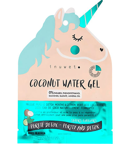 Inuwet Ansiktsmaske - Unicorn - Biocellulose - Kokosnøtt/Lime/mi