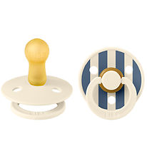 BIBS Colour Pacifiers - 2-Pack - Size 2 - Round - Ivory/Steel Bl