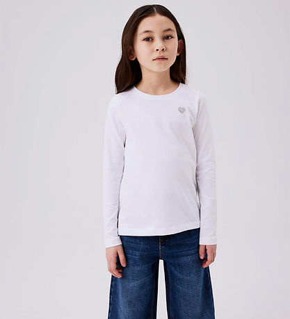 Name It Bluse - Noos - NkfVioline - Bright White m. Herz