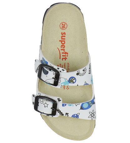 Superfit Sandals - Fussbett slipper - White/Blue w. Space theme