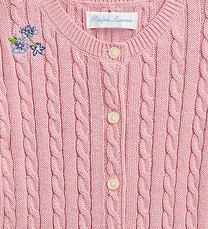 Gilet Polo Ralph Lauren - Tricoté - Chatouillé Rose av. Fleurs Gilet Polo Ralph Lauren - Tricoté - Chatouillé Rose av. Fleurs