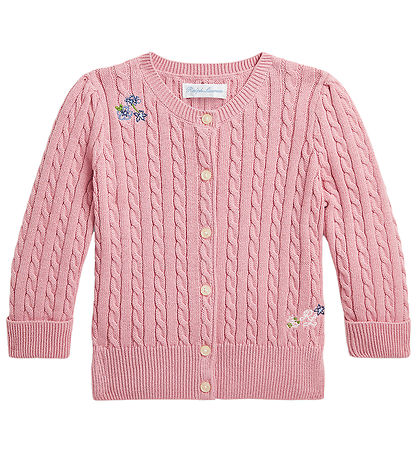 Gilet Polo Ralph Lauren - Tricoté - Chatouillé Rose av. Fleurs Gilet Polo Ralph Lauren - Tricoté - Chatouillé Rose av. Fleurs