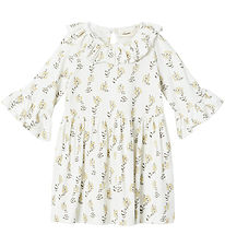 Lil' Atelier Klänning - Rib - NmfGavo - Kokosmjölk/Yellow Flower