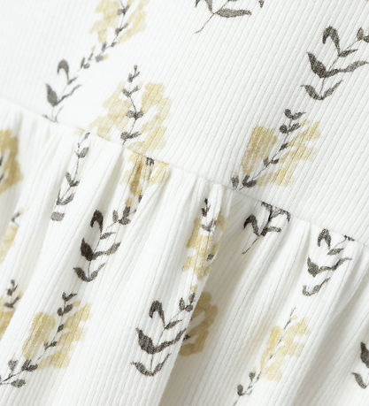 Lil' Atelier Klänning - Rib - NmfGavo - Kokosmjölk/Yellow Flower