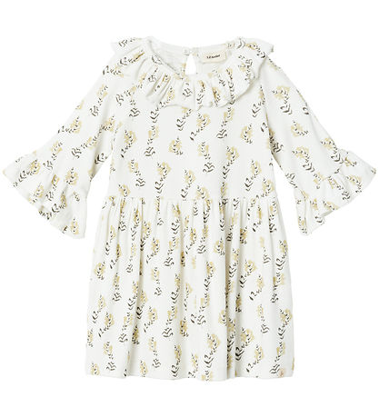 Lil' Atelier Klänning - Rib - NmfGavo - Kokosmjölk/Yellow Flower