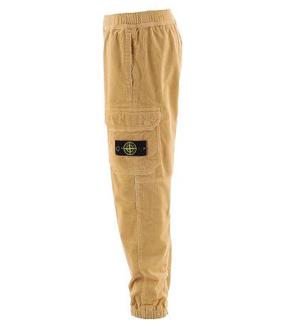 Stone Island Flauelsbuxur - Natural Drapplitað