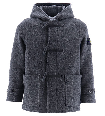 Stone Island Mantel - Wolle - Dunkelgrau-Meliert
