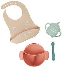 Babymoov Dinner Set - 4 Parts - Learn'isy - Rose w. Print Babymoov Dinner Set - 4 Parts - Learn'isy - Rose w. Print