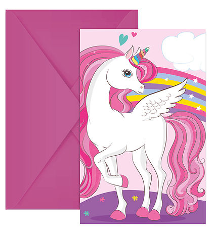 Invitations Decorata Party - 6 Pack - Unicorn Rainbow Couleurs Invitations Decorata Party - 6 Pack - Unicorn Rainbow Couleurs