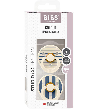 BIBS Colour Pacifiers - 2-Pack - Size 1 - Round - Ivory/Steel Bl BIBS Colour Pacifiers - 2-Pack - Size 1 - Round - Ivory/Steel Bl