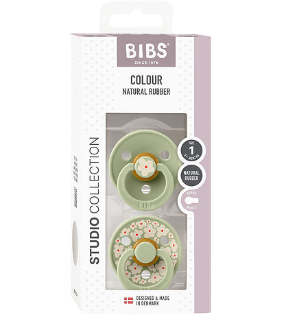 BIBS Colout Pacifiers - 2-Pack - Size 1 - Round - Jasmin - Sage  BIBS Colout Pacifiers - 2-Pack - Size 1 - Round - Jasmin - Sage