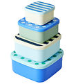 Rice Food containers - 4 pcs - Blue w. Stripes/Dots Rice Food containers - 4 pcs - Blue w. Stripes/Dots