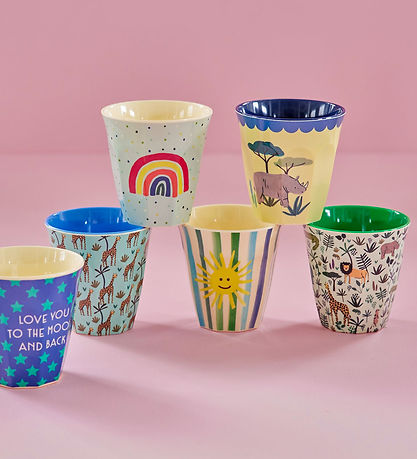 Rice Cups - Melamine - 6 pcs - 160 mL - Blue/Funky Prints Rice Cups - Melamine - 6 pcs - 160 mL - Blue/Funky Prints