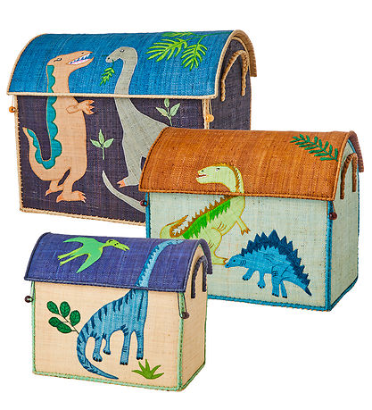 Rice Storage Baskets - Raffia - 3 pcs - 52/45/37 cm - Dinosaur