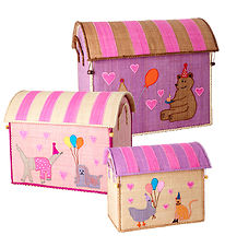 Rice Opbergmanden - Raffia - 3 st. - 52/45/37 cm - Roze Paar