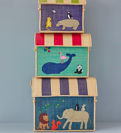 Rice Storage Baskets - Raffia - 3 pcs - 52/45/37 cm - Jungle Rice Storage Baskets - Raffia - 3 pcs - 52/45/37 cm - Jungle