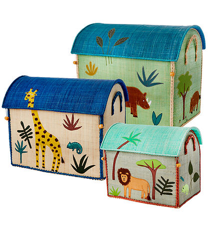 Rice Storage Baskets - Raffia - 3 pcs - 52/45/37 cm - Jungle Rice Storage Baskets - Raffia - 3 pcs - 52/45/37 cm - Jungle