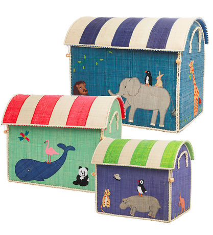 Rice Storage Baskets - Raffia - 3 pcs - 52/45/37 cm - Animal Rice Storage Baskets - Raffia - 3 pcs - 52/45/37 cm - Animal
