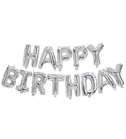 Decorata Party Foil balloons - 340 cm - Happy Birthday - Silver