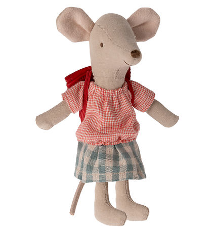 Maileg Mouse - Big sister - Bicycle mouse w. Bag - Red Maileg Mouse - Big sister - Bicycle mouse w. Bag - Red
