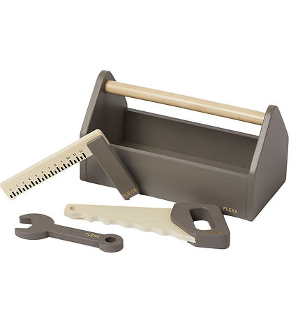 Flexa Toolbox - Wood - Play - 4 Parts - Dusty Brown/Birch Pl Flexa Toolbox - Wood - Play - 4 Parts - Dusty Brown/Birch Pl