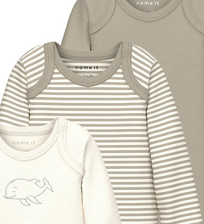Name It Bodysuit L/æ - Noos - NbnBody - 3-Pack - Pure Cashmere