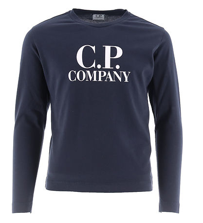 C.P. Company Tröja - Total Eclipse Blue/Vit m. Logo