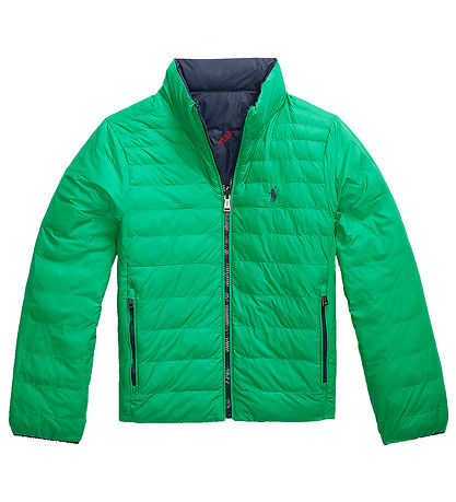 Polo Ralph Lauren Puffer Jacket - Reversible - Green/Navy w. Log