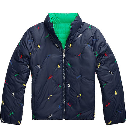Polo Ralph Lauren Puffer Jacket - Reversible - Green/Navy w. Log