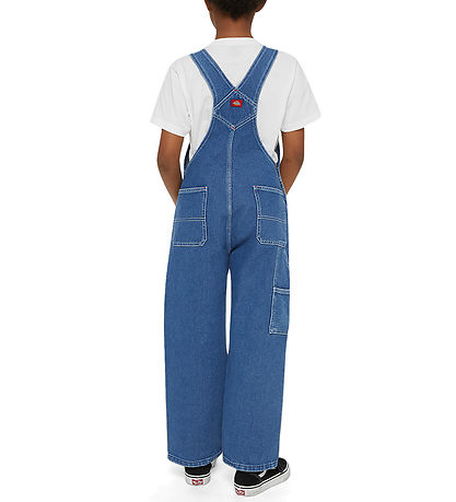 Dickies 멜빵바지 - 키즈 데님 턱받이 - 인디고 블루