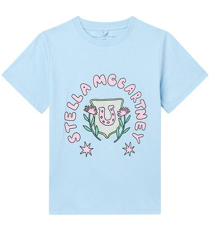 Stella McCartney Kids T-shirt - Light blue w. Pink