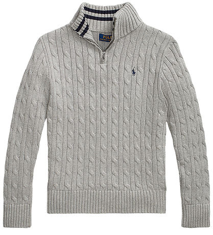 Polo Ralph Lauren Blouse w. Zipper - Knitted - Grey Melange