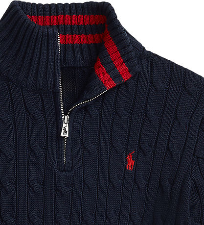 Polo Ralph Lauren Blouse w. Zipper - Knitted - Navy Polo Ralph Lauren Blouse w. Zipper - Knitted - Navy