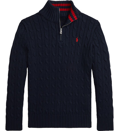 Polo Ralph Lauren Blouse w. Zipper - Knitted - Navy Polo Ralph Lauren Blouse w. Zipper - Knitted - Navy