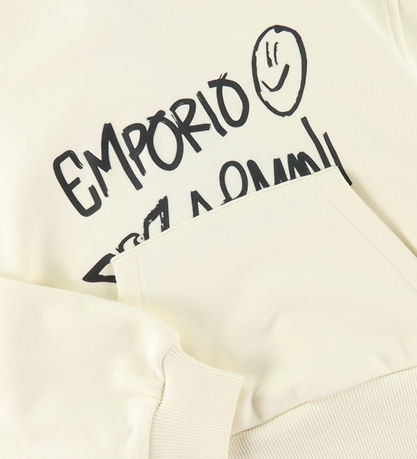 Emporio Armani Sweatshirt - Cropped - Vanilla Ice w. Black Emporio Armani Sweatshirt - Cropped - Vanilla Ice w. Black