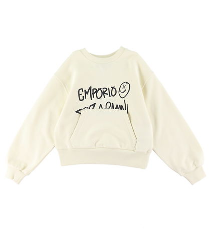 Emporio Armani Sweatshirt - Cropped - Vanilla Ice w. Black