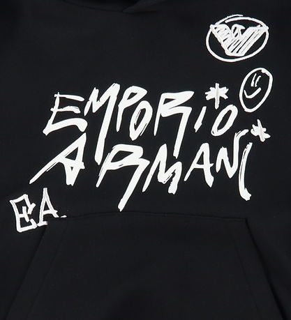 EA7 Hoodie - Black w. White