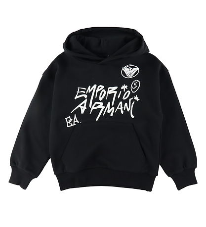 EA7 Hoodie - Black w. White