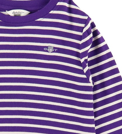 GANT Blouse - Cropped - Rib - Pansy Purple/White Striped