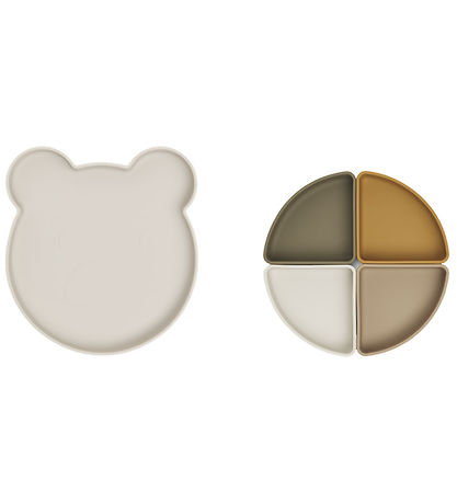 Liewood Plate - Arne - Silicone - 4 Room - Mr Bear/Sandy Mult Liewood Plate - Arne - Silicone - 4 Room - Mr Bear/Sandy Mult