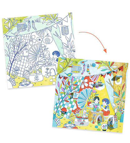 Djeco Coloring Sheet w. Small Doors - Les Cabanes De Nina