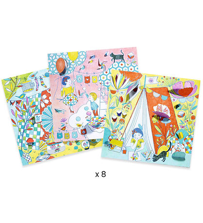 Djeco Coloring Sheet w. Small Doors - Les Cabanes De Nina