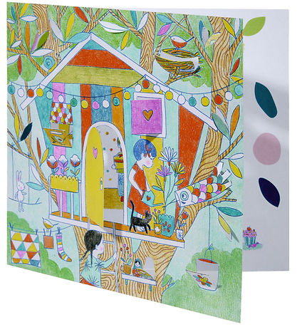Djeco Coloring Sheet w. Small Doors - Les Cabanes De Nina