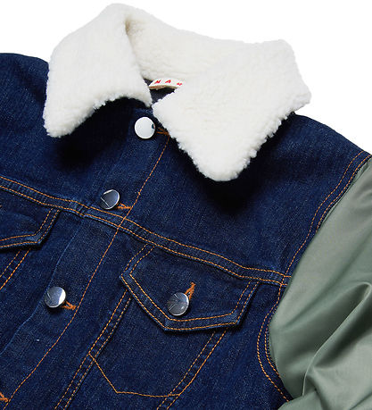Marni Puffer Jacket - Denim - Dark Blue/Army Green
