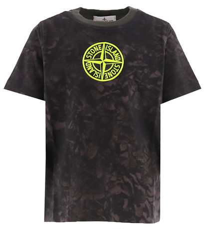 Stone Island T-shirt - Black Melange/Yellow w. Logo