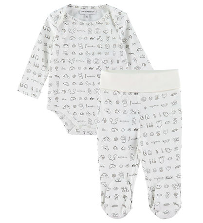 Emporio Armani Abdomen/Bodysuit L/æ - White/Beige w. Print