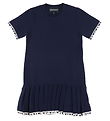 Emporio Armani Kleid - Strick - Navy m. Weiß Emporio Armani Kleid - Strick - Navy m. Weiß