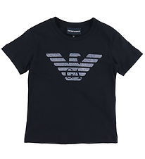 Emporio Armani T-shirt - Black w. Logo/Glitter