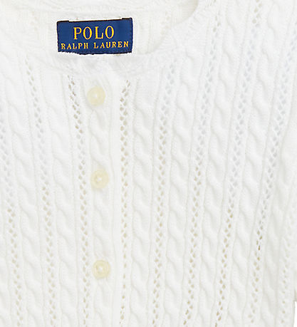 Polo Ralph Lauren Cardigan - Knitted - White w. Pointelle